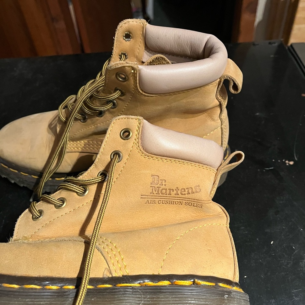 Dr. Martens Beige Leather Ankle Boots